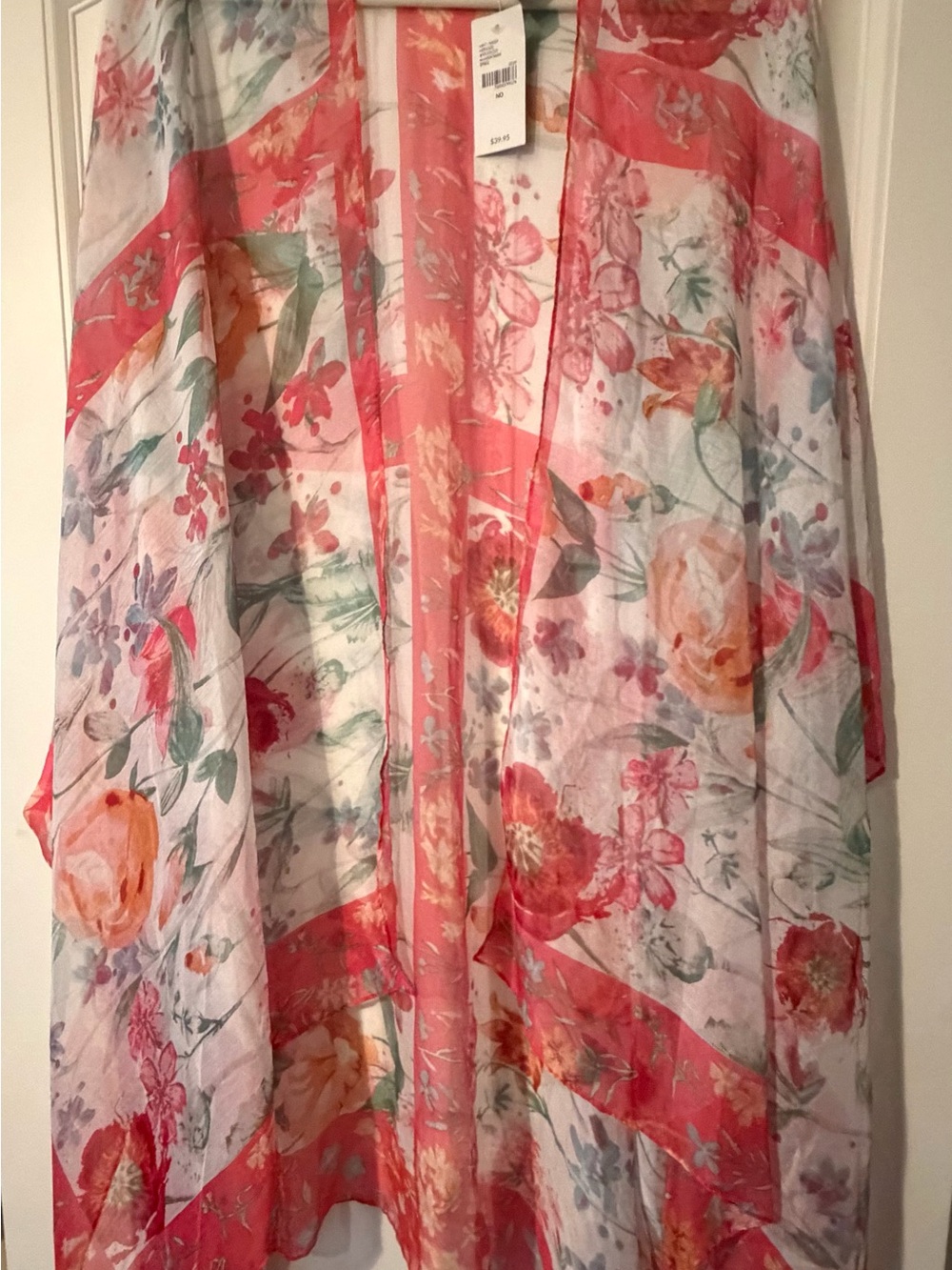 Lane Bryant Coral Floral Sheer Kimono - Picture 4 of 4
